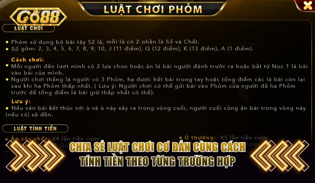 Phỏm Go88 - Bật Mí Cách Chơi Dễ Hiểu Từ Chuyên Gia Hàng Đầu 3 Chia sẻ luật chơi cơ bản cùng cách tính tiền theo từng trường hợp
